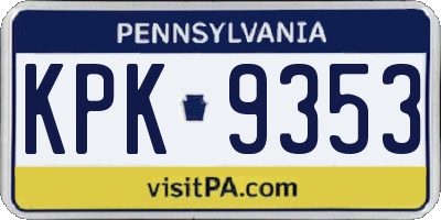 PA license plate KPK9353