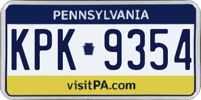 PA license plate KPK9354
