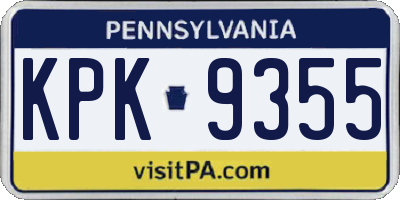 PA license plate KPK9355