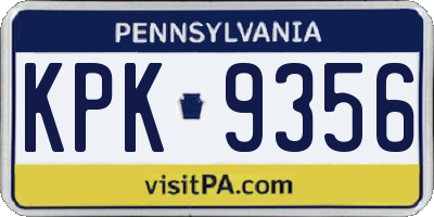 PA license plate KPK9356
