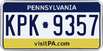PA license plate KPK9357