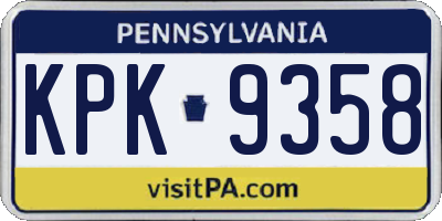 PA license plate KPK9358