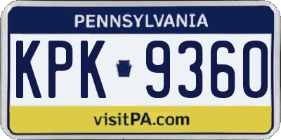 PA license plate KPK9360