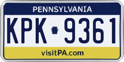 PA license plate KPK9361