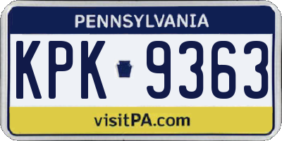 PA license plate KPK9363
