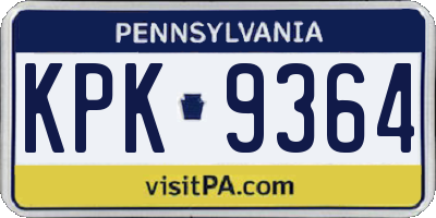 PA license plate KPK9364