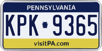 PA license plate KPK9365