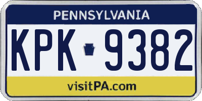 PA license plate KPK9382