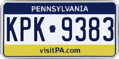 PA license plate KPK9383