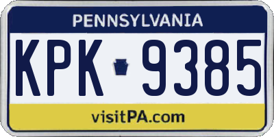 PA license plate KPK9385