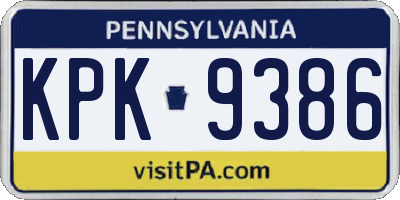 PA license plate KPK9386