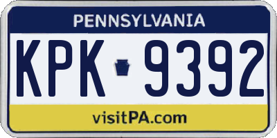 PA license plate KPK9392