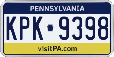 PA license plate KPK9398