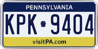 PA license plate KPK9404