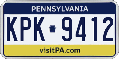 PA license plate KPK9412