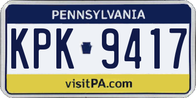 PA license plate KPK9417
