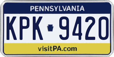 PA license plate KPK9420