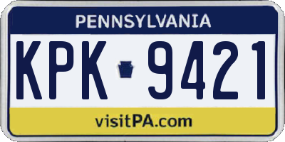 PA license plate KPK9421