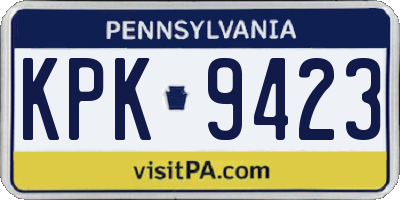 PA license plate KPK9423