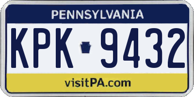 PA license plate KPK9432