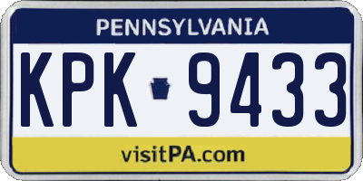 PA license plate KPK9433