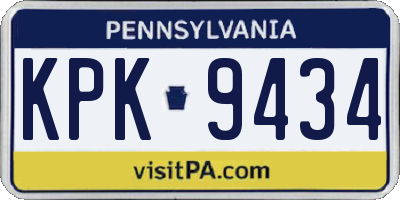 PA license plate KPK9434