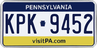 PA license plate KPK9452