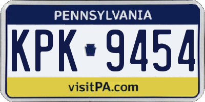 PA license plate KPK9454