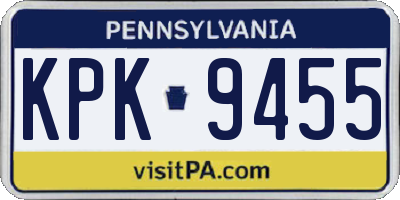 PA license plate KPK9455