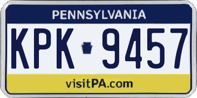 PA license plate KPK9457