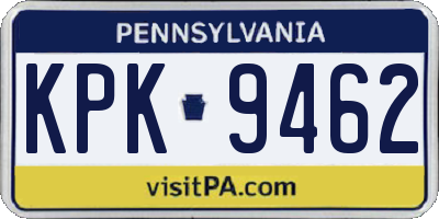 PA license plate KPK9462