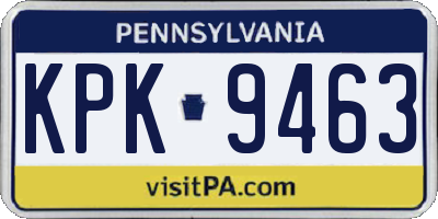 PA license plate KPK9463