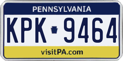 PA license plate KPK9464
