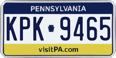PA license plate KPK9465