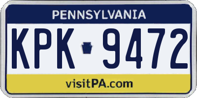 PA license plate KPK9472