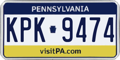 PA license plate KPK9474