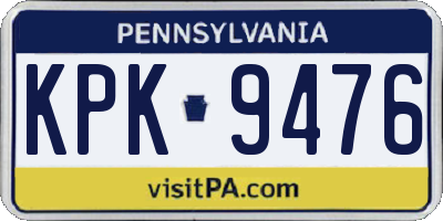 PA license plate KPK9476