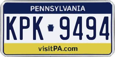 PA license plate KPK9494