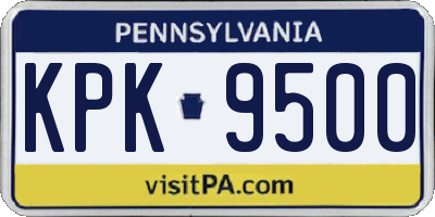 PA license plate KPK9500