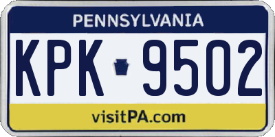 PA license plate KPK9502