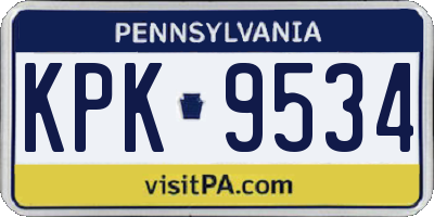 PA license plate KPK9534