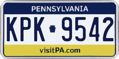 PA license plate KPK9542