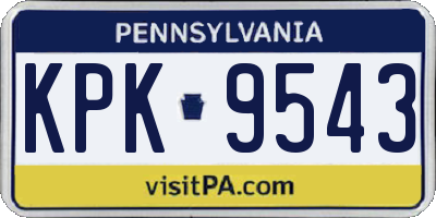 PA license plate KPK9543