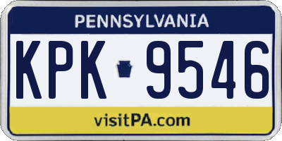 PA license plate KPK9546
