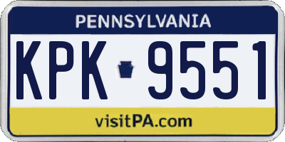 PA license plate KPK9551