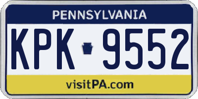 PA license plate KPK9552