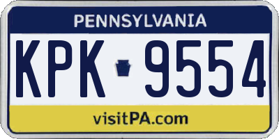 PA license plate KPK9554
