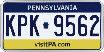 PA license plate KPK9562