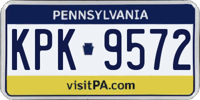 PA license plate KPK9572