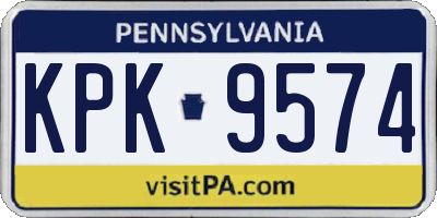 PA license plate KPK9574